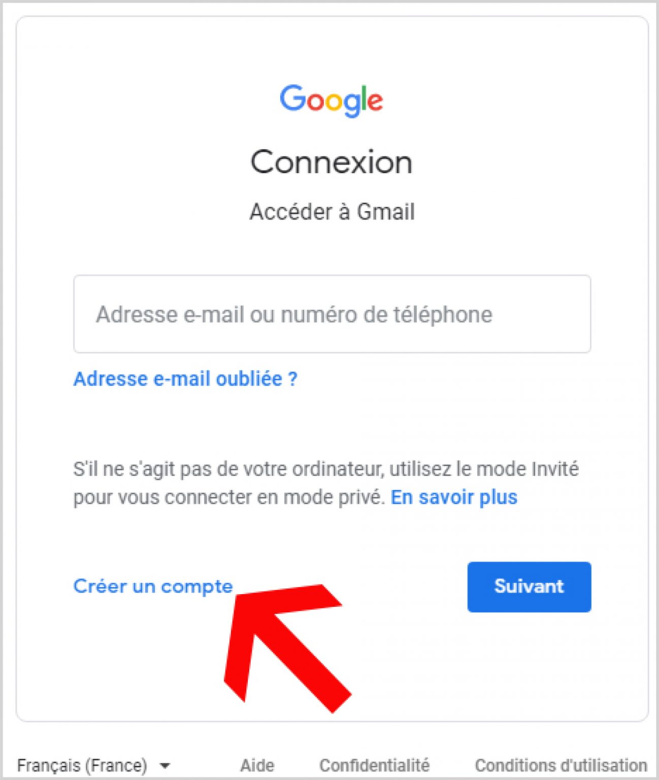 comment créer une nouvelle adresse google