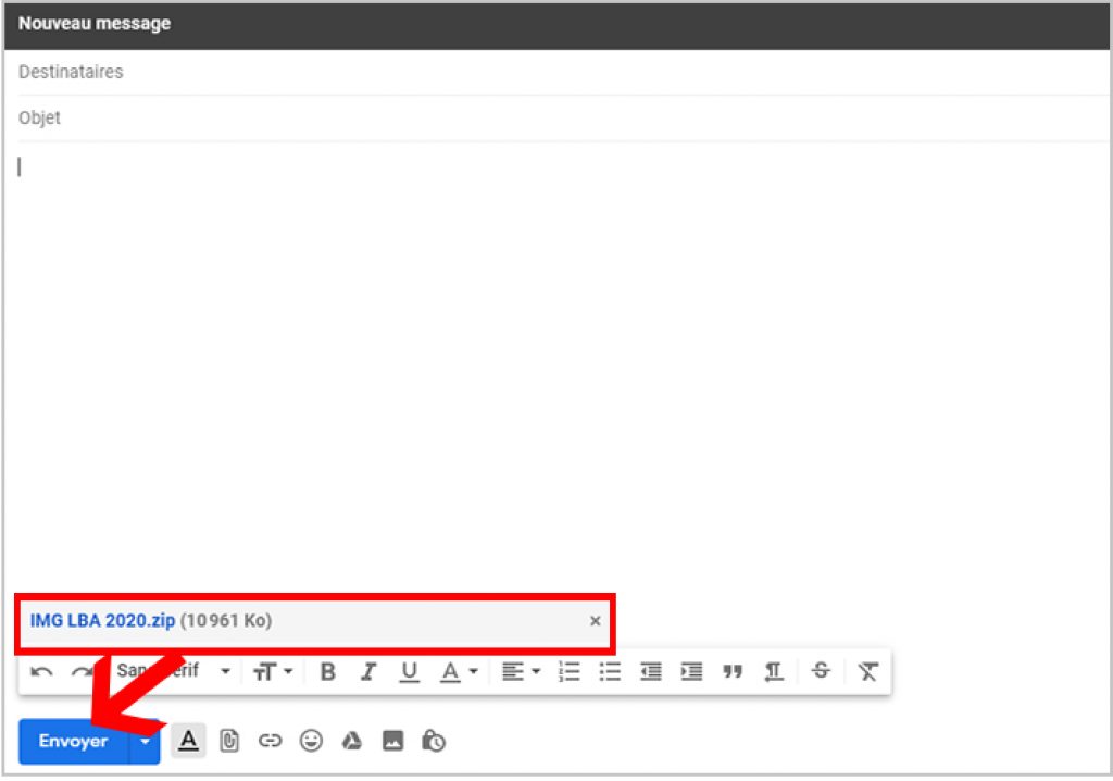 comment envoyer un dossier mail